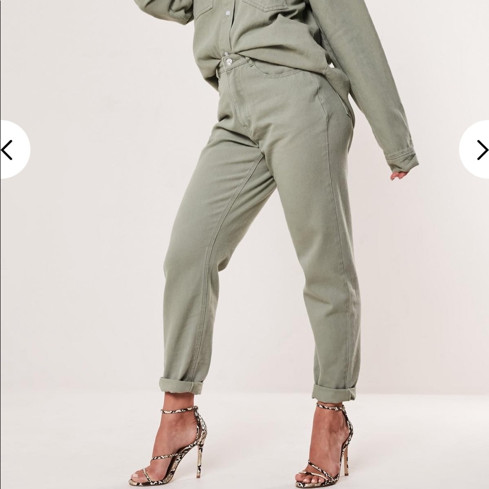 khaki co ord riot high rise denim mom jeans